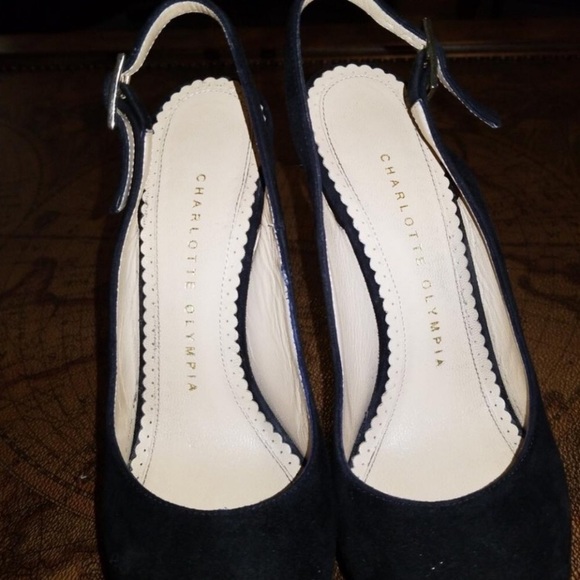 Charlotte Olympia Suede Black Slingbacks - Picture 4 of 8